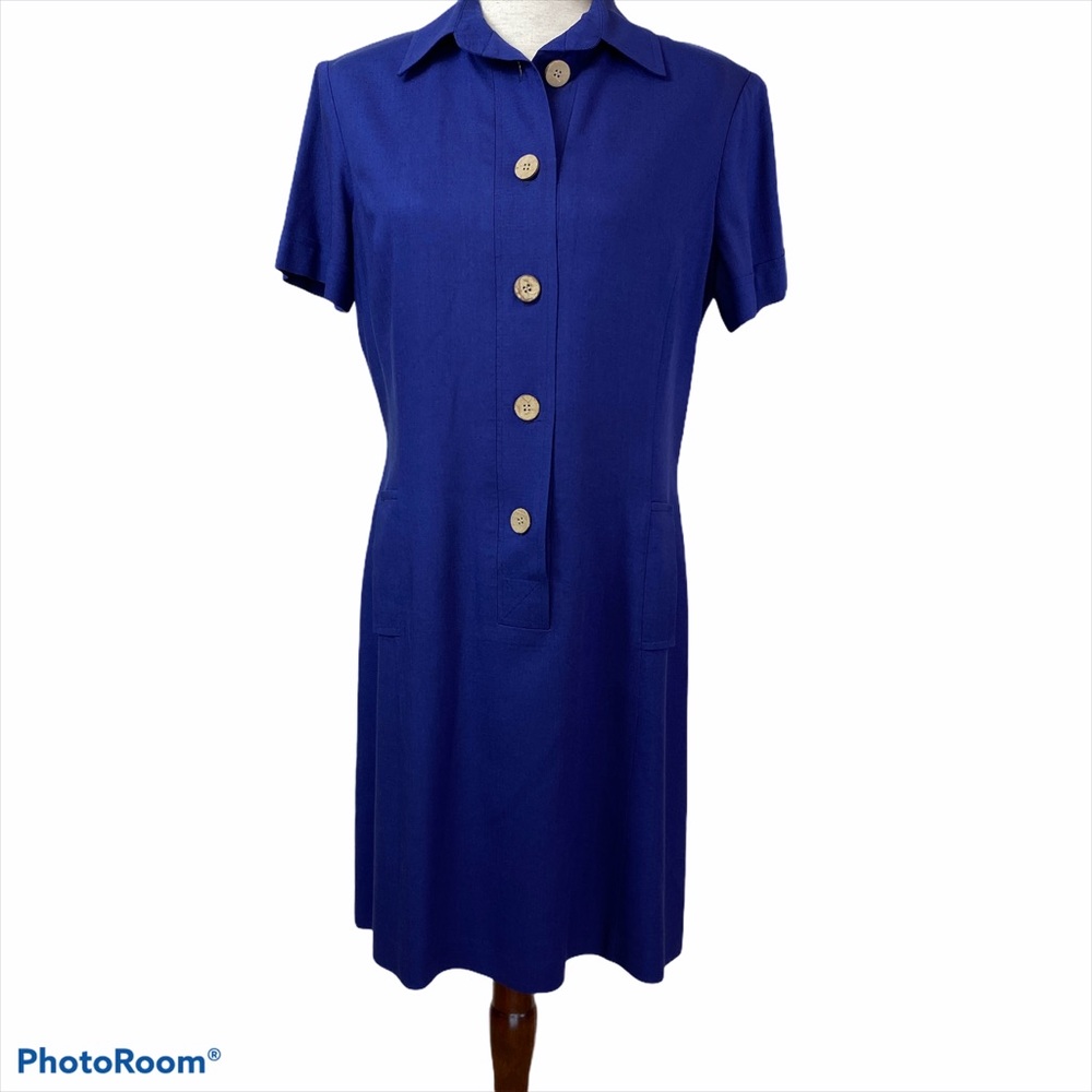 Vintage OBERON New York blue dress lined Sz 6 EUC